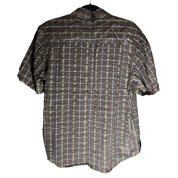 Quicksilver Brown Plaid Short Sleeve Collared Casual Lightweight Breathable‎ M - Picture 2 of 3
